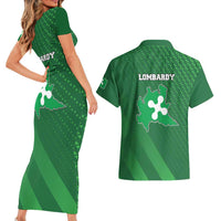 Italy Lombardy Couples Matching Short Sleeve Bodycon Dress and Hawaiian Shirt Map With Flag Style - Wonder Print Shop