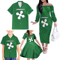 Italy Lombardy Family Matching Off The Shoulder Long Sleeve Dress and Hawaiian Shirt Map With Flag Style - Wonder Print Shop