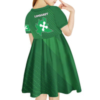 Italy Lombardy Kid Short Sleeve Dress Map With Flag Style - Wonder Print Shop