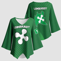 Italy Lombardy Kimono Sleeve Blouse Map With Flag Style - Wonder Print Shop