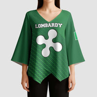 Italy Lombardy Kimono Sleeve Blouse Map With Flag Style - Wonder Print Shop