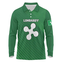 Italy Lombardy Long Sleeve Polo Shirt Map With Flag Style - Wonder Print Shop