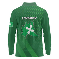Italy Lombardy Long Sleeve Polo Shirt Map With Flag Style - Wonder Print Shop