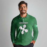 Italy Lombardy Long Sleeve Polo Shirt Map With Flag Style - Wonder Print Shop