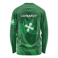 Italy Lombardy Long Sleeve Shirt Map With Flag Style - Wonder Print Shop
