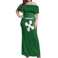 Italy Lombardy Off Shoulder Maxi Dress Map With Flag Style - Wonder Print Shop