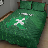 Italy Lombardy Quilt Bed Set Map With Flag Style - Wonder Print Shop