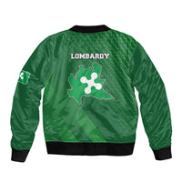 Italy Lombardy Sleeve Zip Bomber Jacket Map With Flag Style - Wonder Print Shop