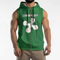 Italy Lombardy Sleeveless Zip Hoodie Map With Flag Style - Wonder Print Shop