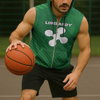 Italy Lombardy Sleeveless Zip Hoodie Map With Flag Style - Wonder Print Shop