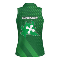 Italy Lombardy Women Sleeveless Polo Shirt Map With Flag Style - Wonder Print Shop