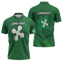 Italy Lombardy Zipper Polo Shirt Map With Flag Style - Wonder Print Shop