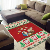 Poland Christmas Area Rug Polish Pierogi Mascot Nativity Scene - Wonder Print Shop