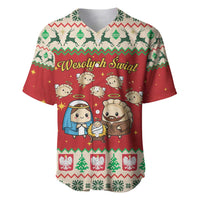 Poland Christmas Baseball Jersey Polish Pierogi Mascot Nativity Scene - Wonder Print Shop