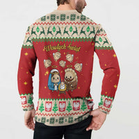 Poland Christmas Button Sweatshirt Polish Pierogi Mascot Nativity Scene - Wonder Print Shop