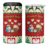 Poland Christmas 4 in 1 Can Cooler Tumbler Polish Pierogi Mascot Nativity Scene - Wonder Print Shop