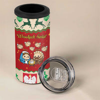 Poland Christmas 4 in 1 Can Cooler Tumbler Polish Pierogi Mascot Nativity Scene - Wonder Print Shop