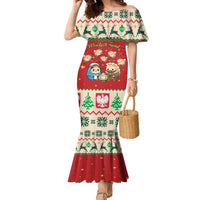 Poland Christmas Family Matching Mermaid Dress and Hawaiian Shirt Polish Pierogi Mascot Nativity Scene - Wonder Print Shop