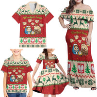 Poland Christmas Family Matching Off Shoulder Maxi Dress and Hawaiian Shirt Polish Pierogi Mascot Nativity Scene - Wonder Print Shop