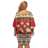 Poland Christmas Family Matching Off Shoulder Short Dress and Hawaiian Shirt Polish Pierogi Mascot Nativity Scene - Wonder Print Shop