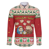 Poland Christmas Family Matching Short Sleeve Bodycon Dress and Hawaiian Shirt Polish Pierogi Mascot Nativity Scene - Wonder Print Shop