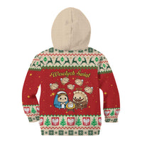 Poland Christmas Kid Hoodie Polish Pierogi Mascot Nativity Scene - Wonder Print Shop