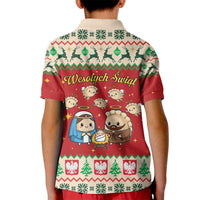 Poland Christmas Kid Polo Shirt Polish Pierogi Mascot Nativity Scene - Wonder Print Shop