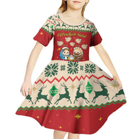 Poland Christmas Kid Short Sleeve Dress Polish Pierogi Mascot Nativity Scene - Wonder Print Shop