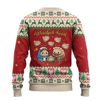 Poland Christmas Ugly Christmas Sweater Polish Pierogi Mascot Nativity Scene - Wonder Print Shop