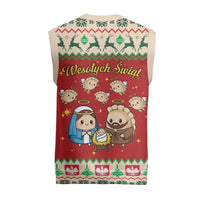 Poland Christmas Knitted V-Neck Vest Polish Pierogi Mascot Nativity Scene - Wonder Print Shop