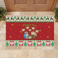 Poland Christmas Rubber Doormat Polish Pierogi Mascot Nativity Scene - Wonder Print Shop