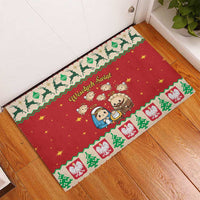 Poland Christmas Rubber Doormat Polish Pierogi Mascot Nativity Scene - Wonder Print Shop