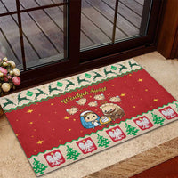 Poland Christmas Rubber Doormat Polish Pierogi Mascot Nativity Scene - Wonder Print Shop