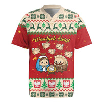 Poland Christmas Rugby Jersey Polish Pierogi Mascot Nativity Scene - Wonder Print Shop