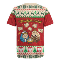 Poland Christmas Rugby Jersey Polish Pierogi Mascot Nativity Scene - Wonder Print Shop