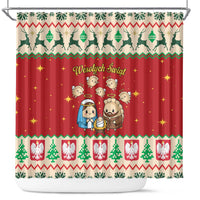 Poland Christmas Shower Curtain Polish Pierogi Mascot Nativity Scene - Wonder Print Shop