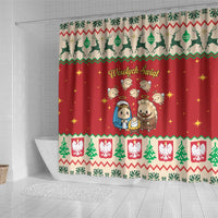 Poland Christmas Shower Curtain Polish Pierogi Mascot Nativity Scene - Wonder Print Shop