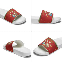 Poland Christmas Slide Sandals Polish Pierogi Mascot Nativity Scene - Wonder Print Shop