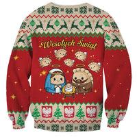 Poland Christmas Sweatshirt Polish Pierogi Mascot Nativity Scene - Wonder Print Shop