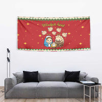 Poland Christmas Tapestry Polish Pierogi Mascot Nativity Scene - Wonder Print Shop