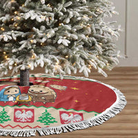 Poland Christmas Tree Skirt Polish Pierogi Mascot Nativity Scene - Wonder Print Shop