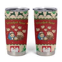Poland Christmas Tumbler Cup Polish Pierogi Mascot Nativity Scene - Wonder Print Shop