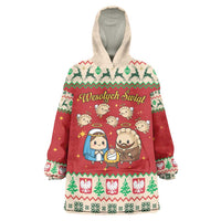 Poland Christmas Wearable Blanket Hoodie Polish Pierogi Mascot Nativity Scene - Wonder Print Shop