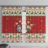 Poland Christmas Window Curtain Polish Pierogi Mascot Nativity Scene - Wonder Print Shop