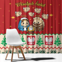 Poland Christmas Window Curtain Polish Pierogi Mascot Nativity Scene - Wonder Print Shop