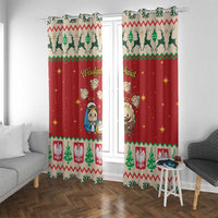 Poland Christmas Window Curtain Polish Pierogi Mascot Nativity Scene - Wonder Print Shop