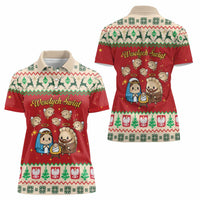 Poland Christmas Women Polo Shirt Polish Pierogi Mascot Nativity Scene - Wonder Print Shop