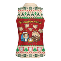 Poland Christmas Women Sleeveless Polo Shirt Polish Pierogi Mascot Nativity Scene - Wonder Print Shop
