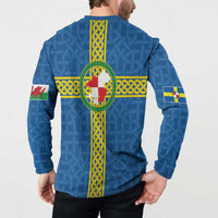 Pembrokeshire Wales Button Sweatshirt Flag And Map Celtic Style - Wonder Print Shop