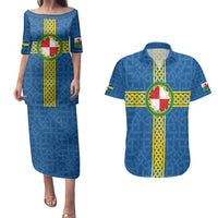 Pembrokeshire Wales Couples Matching Puletasi and Hawaiian Shirt Flag And Map Celtic Style - Wonder Print Shop